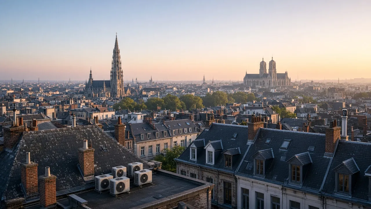 Toits de Bruxelles au coucher du soleil